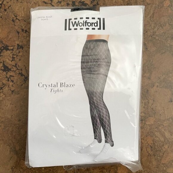 Wolford Black Silver Crystal Blaze Tights Pantyhose - XS, BNIP - Picture 3 of 6